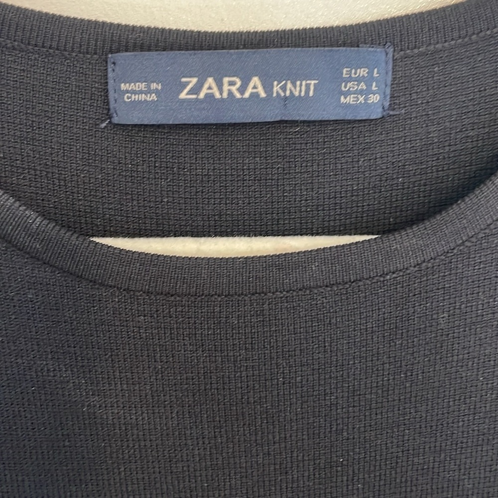Zara Black Off-Shoulder Ruffled Bodycon Knit Dress | L - Picture 5 of 8